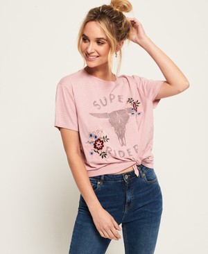 Superdry Katie Embroidered Női Pólók Rózsaszín | VODBE5923